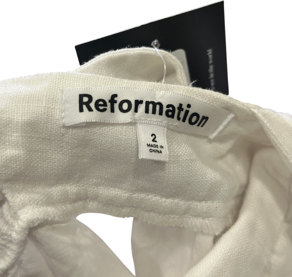 Reformation White Irwin Linen Dress UK 6