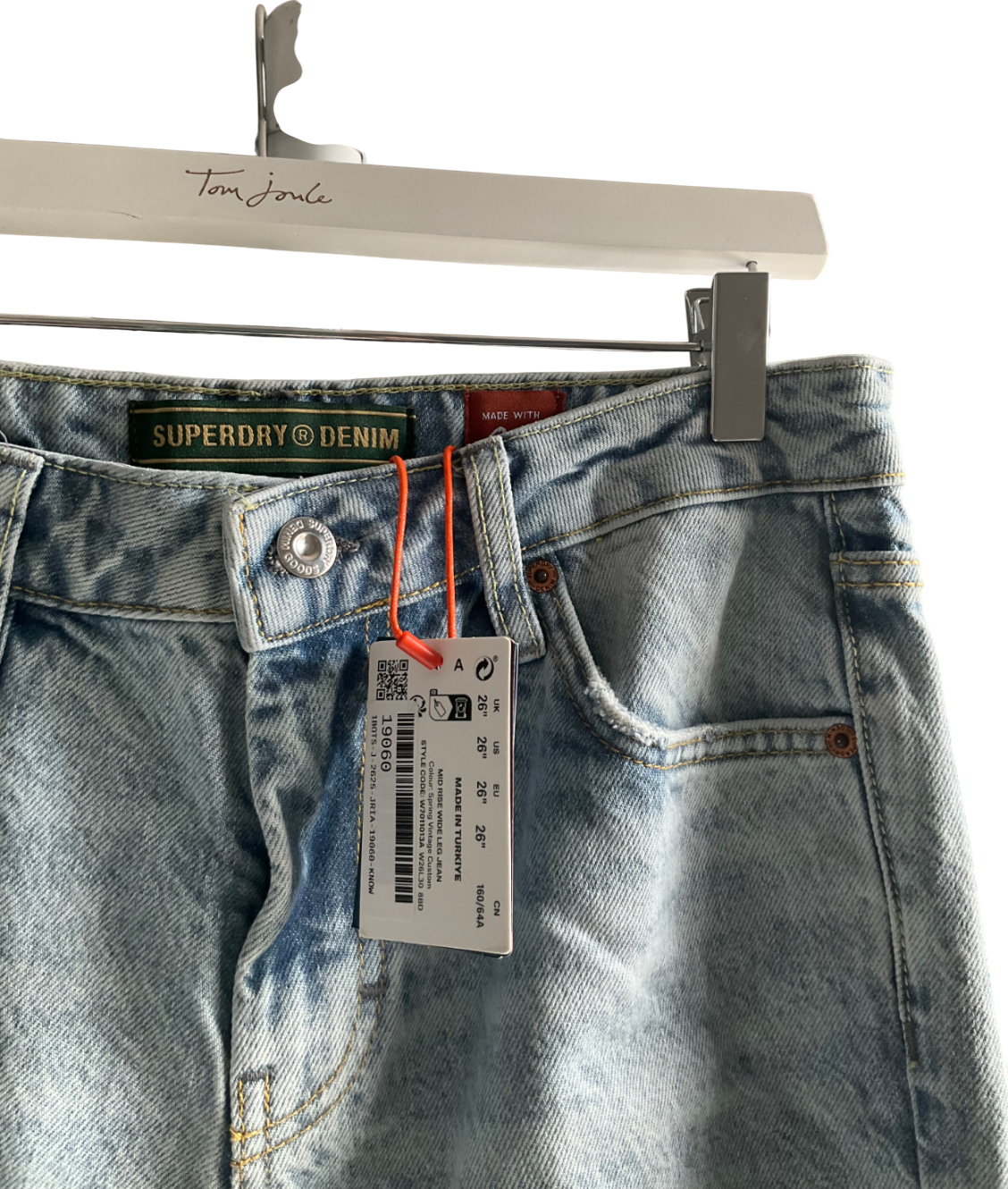 Superdry Blue Mid Rise Wide Leg Jeans W26