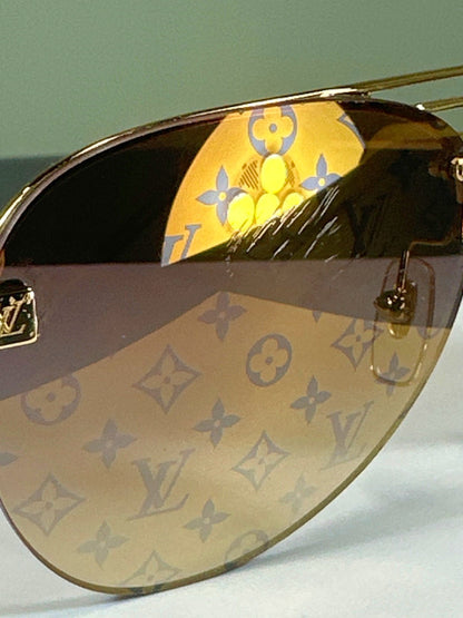 Louis Vuitton Gold Clockwise Aviator Sunglasses