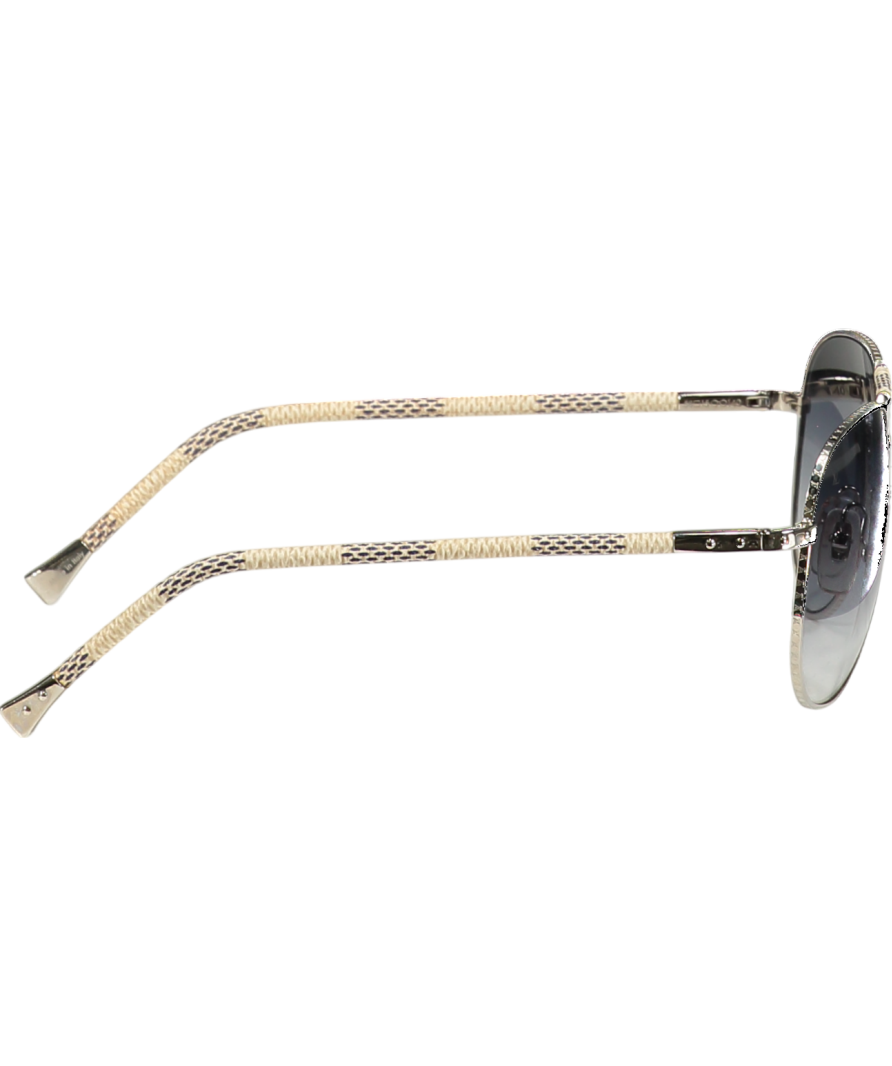 Louis Vuitton White Pilot Sunglasses In Damier Azur Silver Frames
