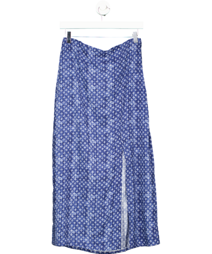 MANGO Blue Printed Midi Skirt UK S