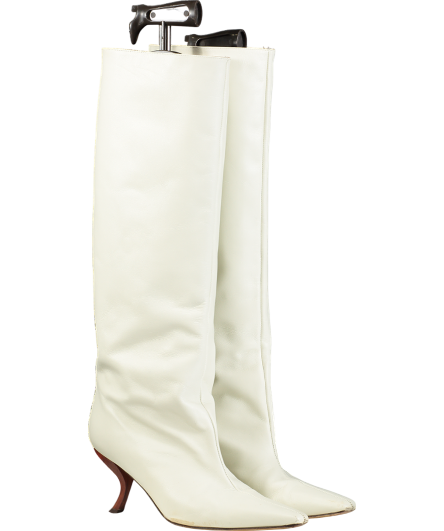 GIA BORGHINI Cream X Rhw Kitten Heel Retro Boot UK 7 EU 40 👠