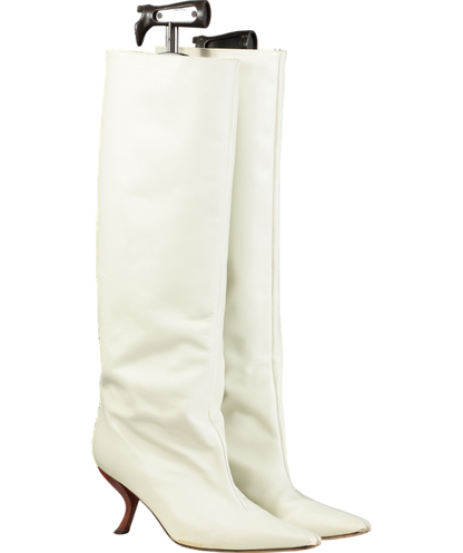 GIA BORGHINI Cream X Rhw Kitten Heel Retro Boot UK 7 EU 40 👠