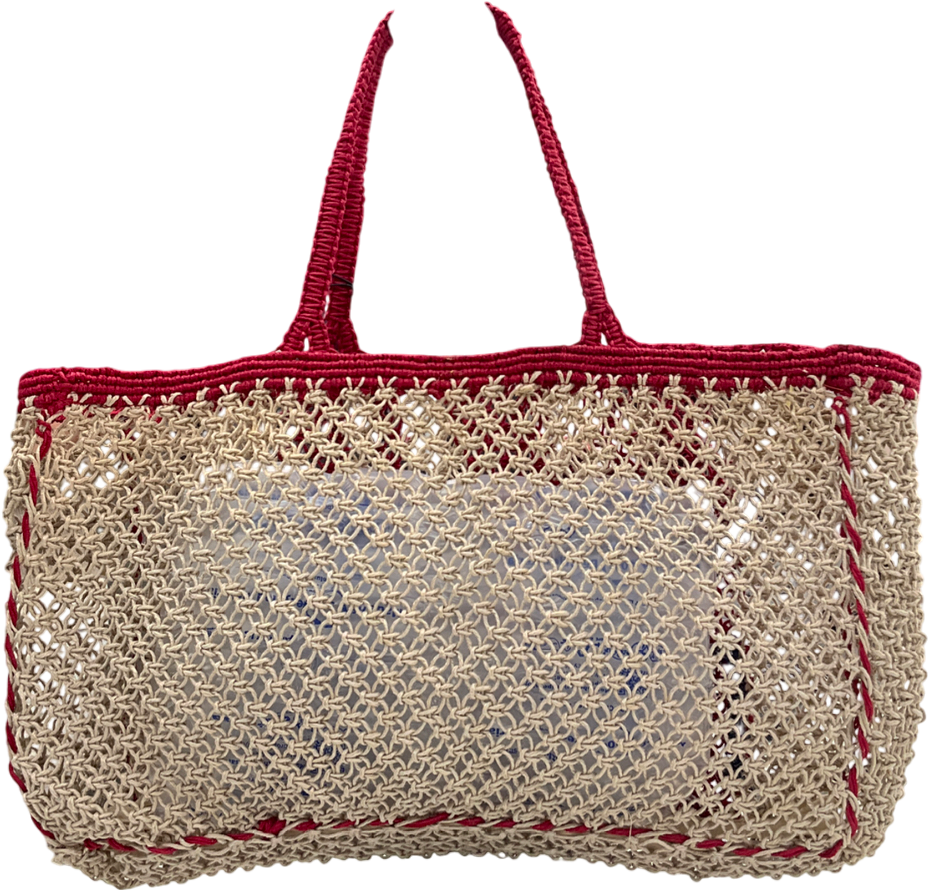 River Island Cream Beige Crochet Vacay Mode Shopper Bag