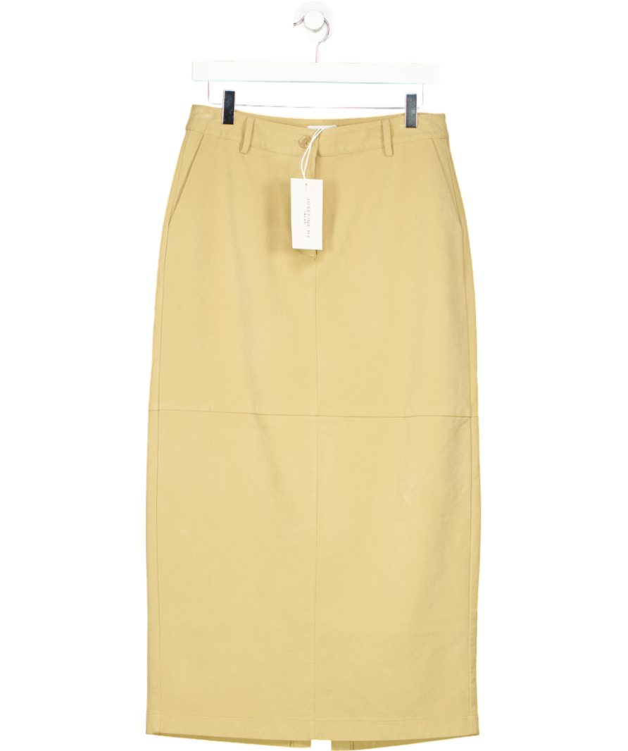 NA-KD Beige X Josefine Hj Faux Suede Midi Skirt UK 10