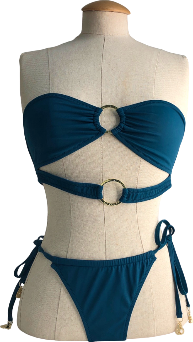 AdoraSwim Teal Cutout Bandeau Bikini Set UK M