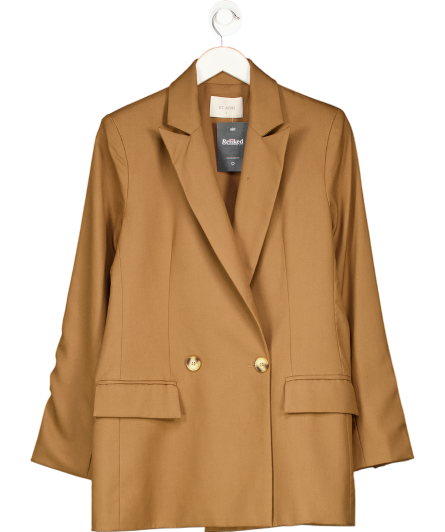ST. AGNI Beige Camel Double Breasted Wool Blazer UK S