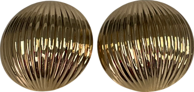 Metallic Seashell Half Ball Gold Earrings One Size