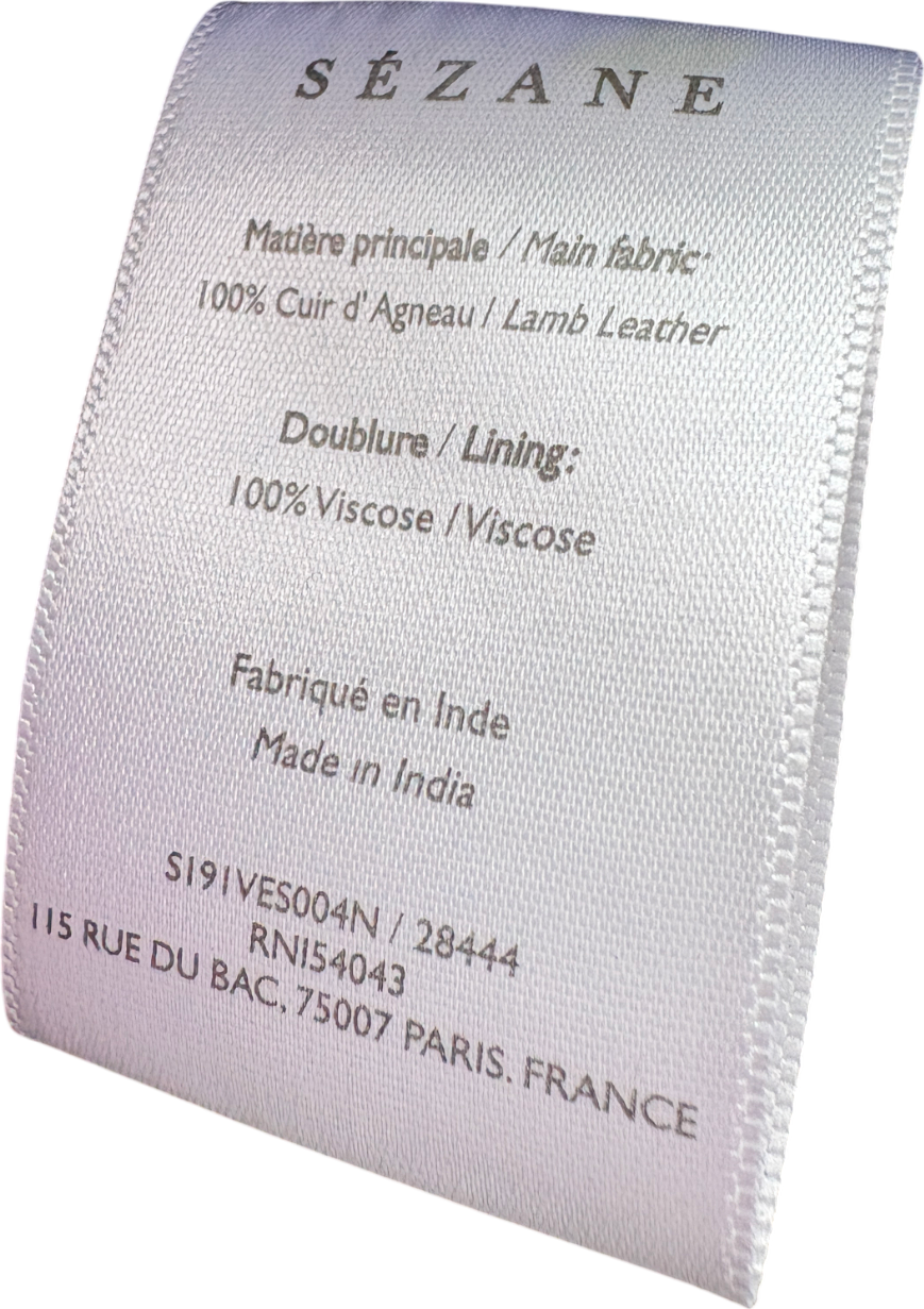 Sezane Black Zig Leather Jacket UK 16