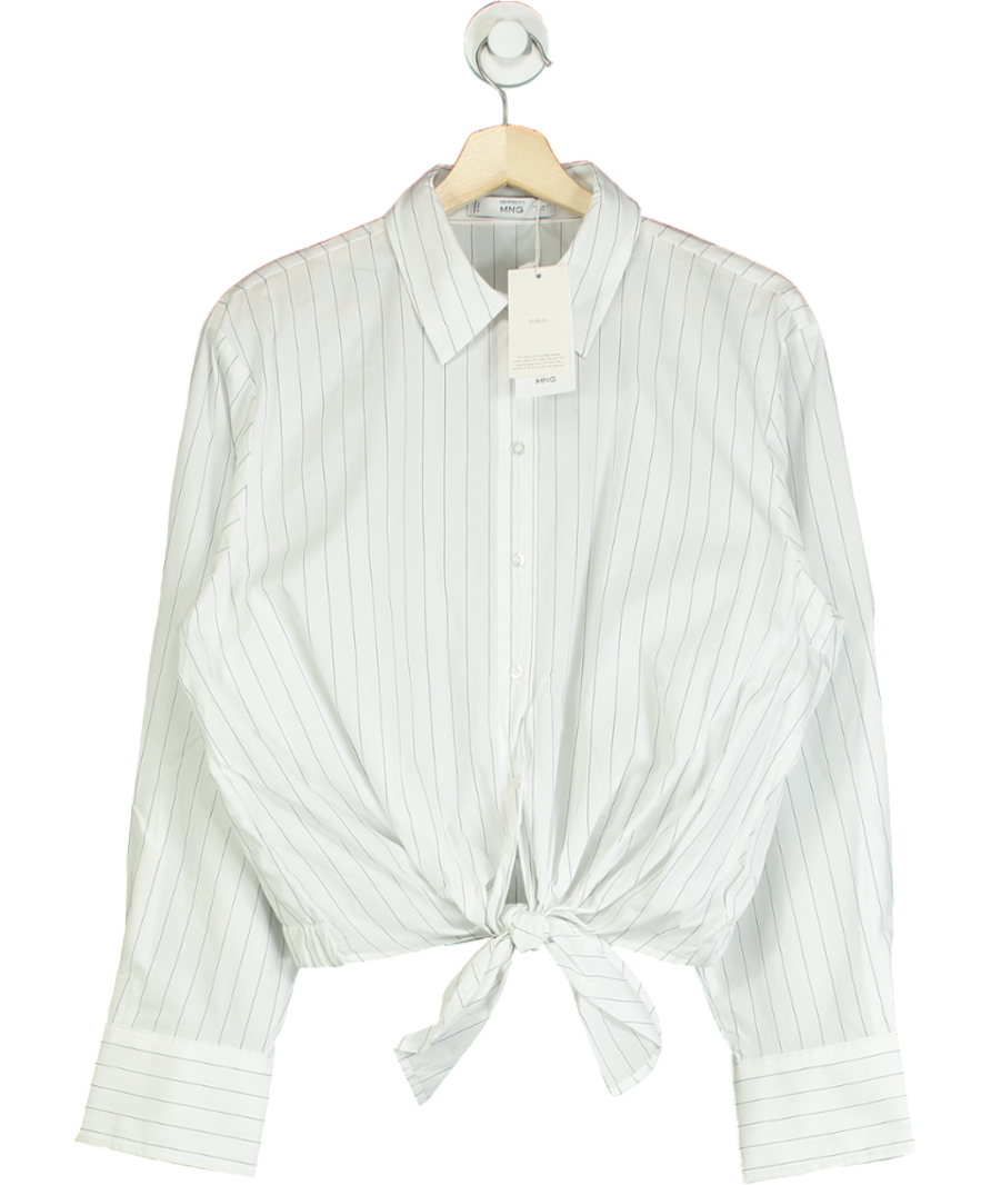 MANGO White Stripped Knot Shirt UK M