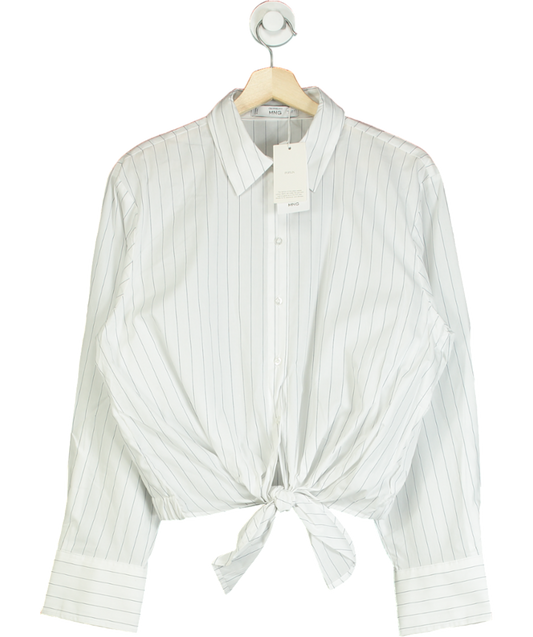 MANGO White Stripped Knot Shirt UK M