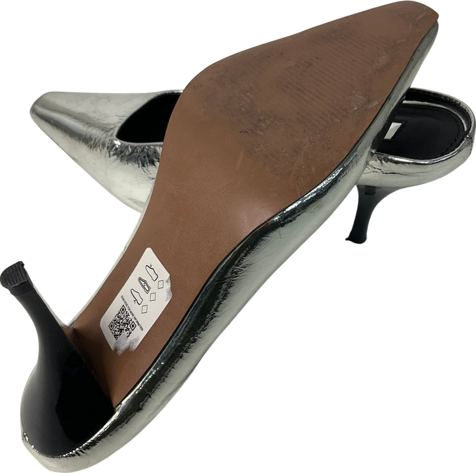 Topshop Metallic Eve Heeled Court Shoe In Silver UK 6 EU 39 👠