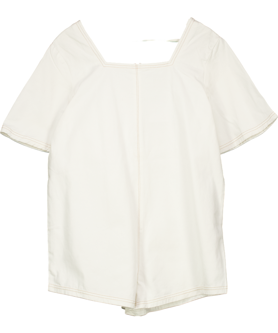 Sabo Skirt White Short Sleeve Denim Playsuit UK S