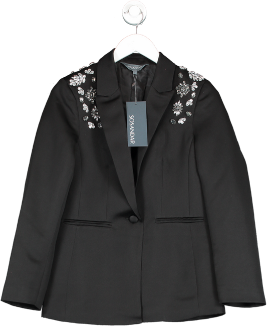 SOSANDAR Black Tailored Embellished Blazer UK 6