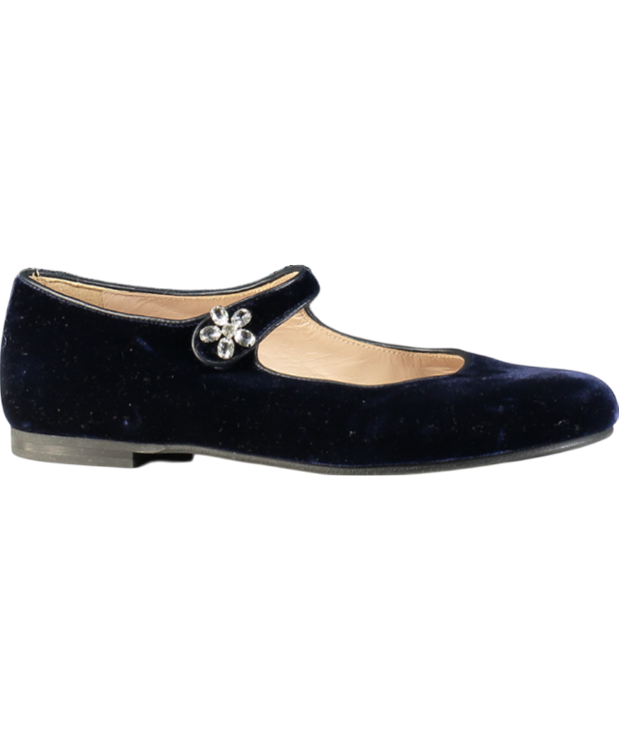 Il Gufo Blue Embellished Velvet Ballet Flats UK 3.5 EU 36 👼