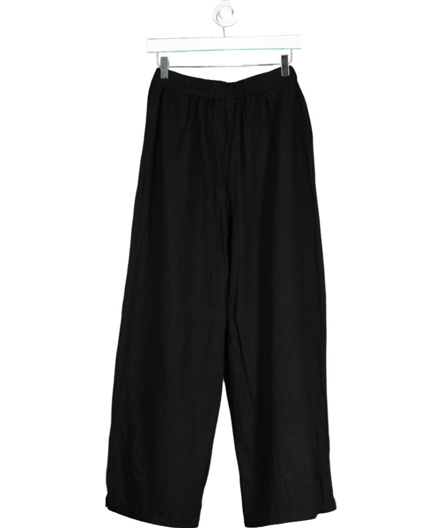 TALA Athens Linen Blend Tailored Wide Leg Trousers - Shadow Black UK S