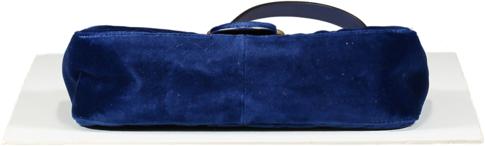 Gucci Gg Marmont Mini Velvet Shoulder Bag In Blue One Size