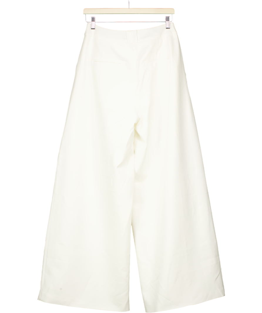 Alexae White Twill Pleated Trousers UK M