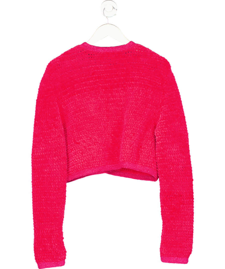 Magda Butrym Pink Chenille Crochet Blazer In Fuchsia Fr34 UK 6