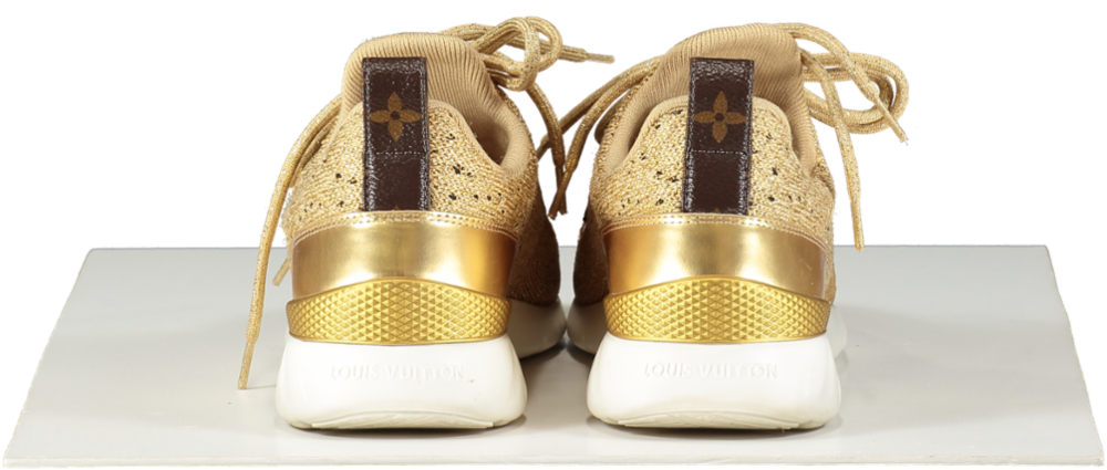 Louis Vuitton Metallic Gold Knit Fabric And Leather Aftergame Lace Trainer Sneakers UK 3 EU 36 👠