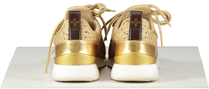 Louis Vuitton Metallic Gold Knit Fabric And Leather Aftergame Lace Trainer Sneakers UK 3 EU 36 👠