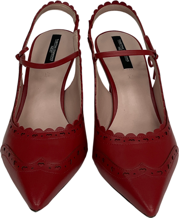 Tabitha Simmons X Next red Josephine Leather Point Toe Bow Brogue Detail Slingback Shoes UK 5.5 EU 38.5 👠