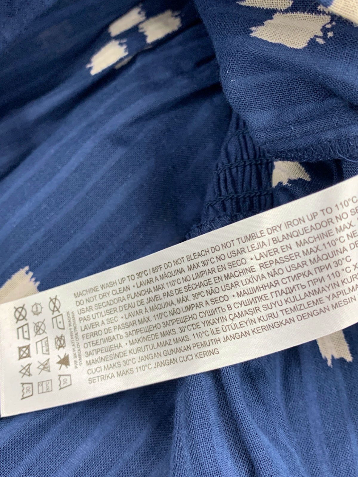 Mango Blue Smocked Strapless Dress L