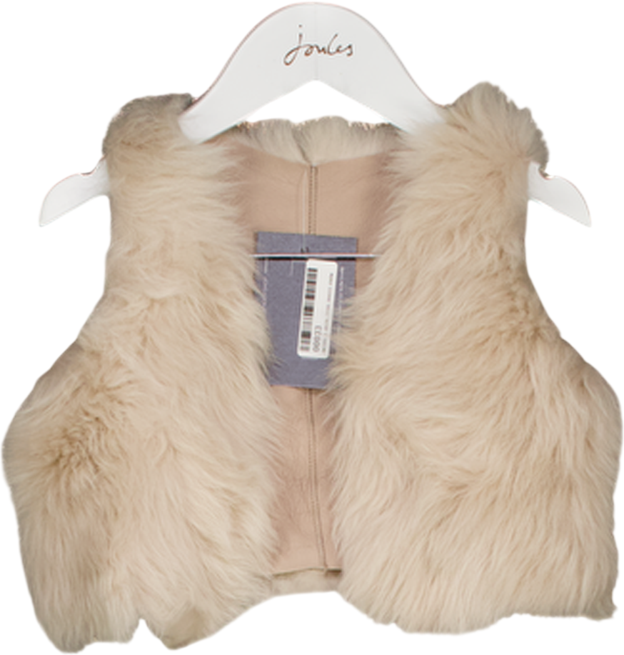 BELLE ENFANT Beige Luxury Cream Shearling / Leather Reversible Gilet 3 Years