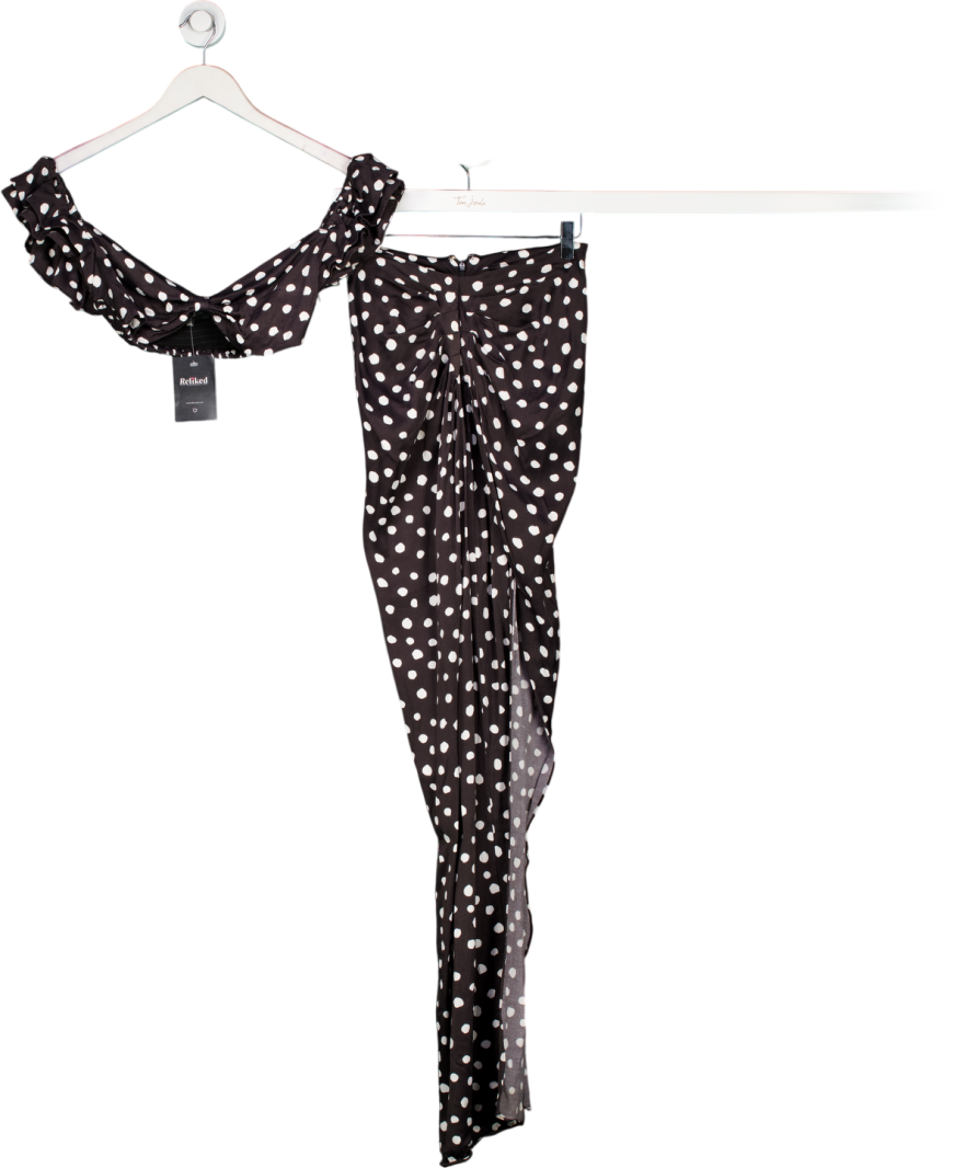 Majorelle Black Polka Dot Crop Top And Skirt Set UK M
