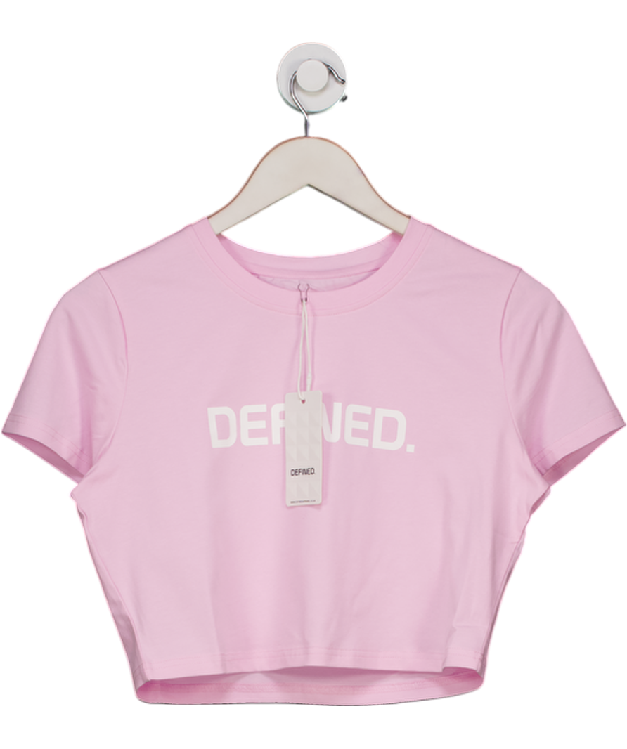 Defined Pink Cropped Logo T-shirt UK M