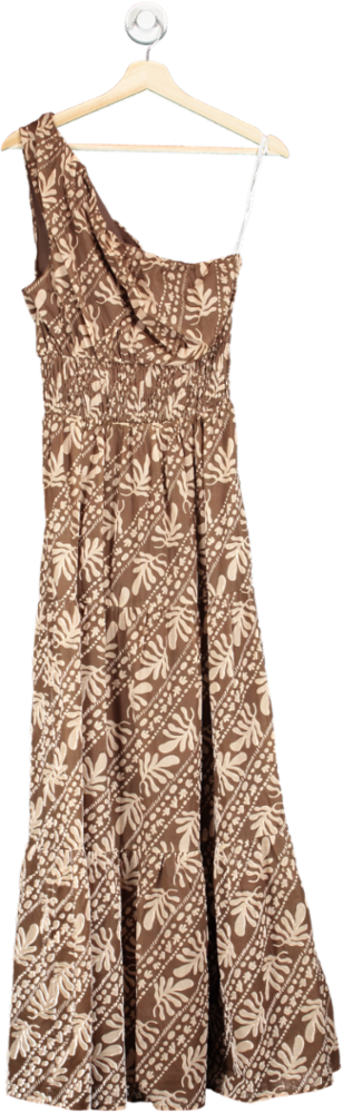 Charlie Holiday Brown Floral One-Shoulder Dress Size 12