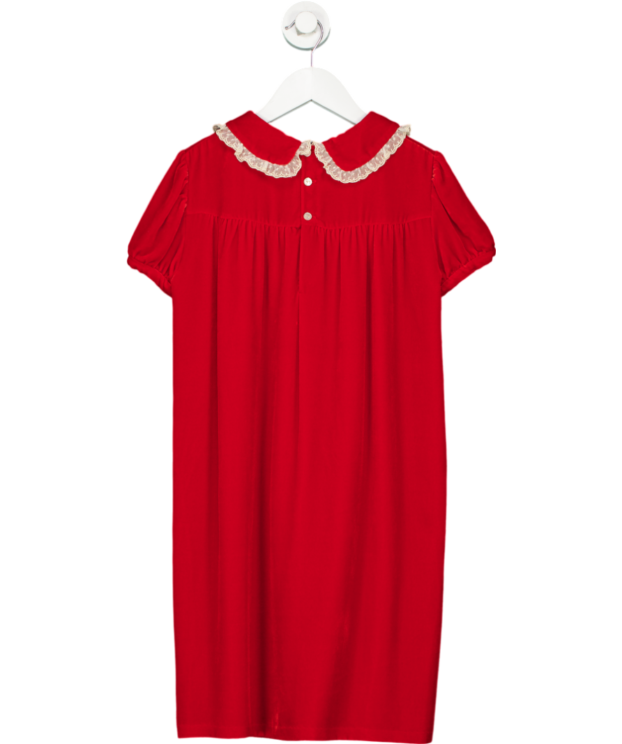 Bonpoint Red Couture Velvet Lace Collar Dress 12 Years