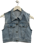 Fitted Denim Gilet In Mid Blue UK XS