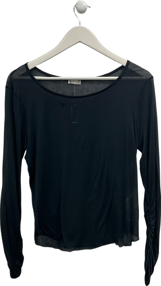 Free People Black On Air Round Neck Long Sleeve Top UK L