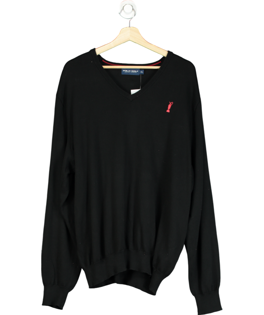 Polo Ralph Lauren Black V-neck Knit Golf Sweater UK XL