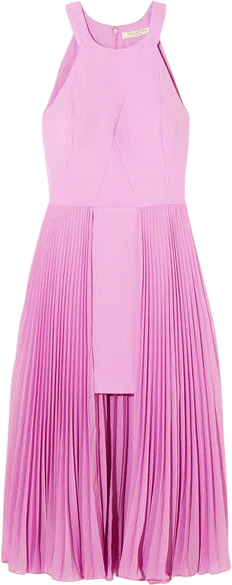 HALSTON Purple Lilac Pleated Crepe Mini/midi Dress UK 14
