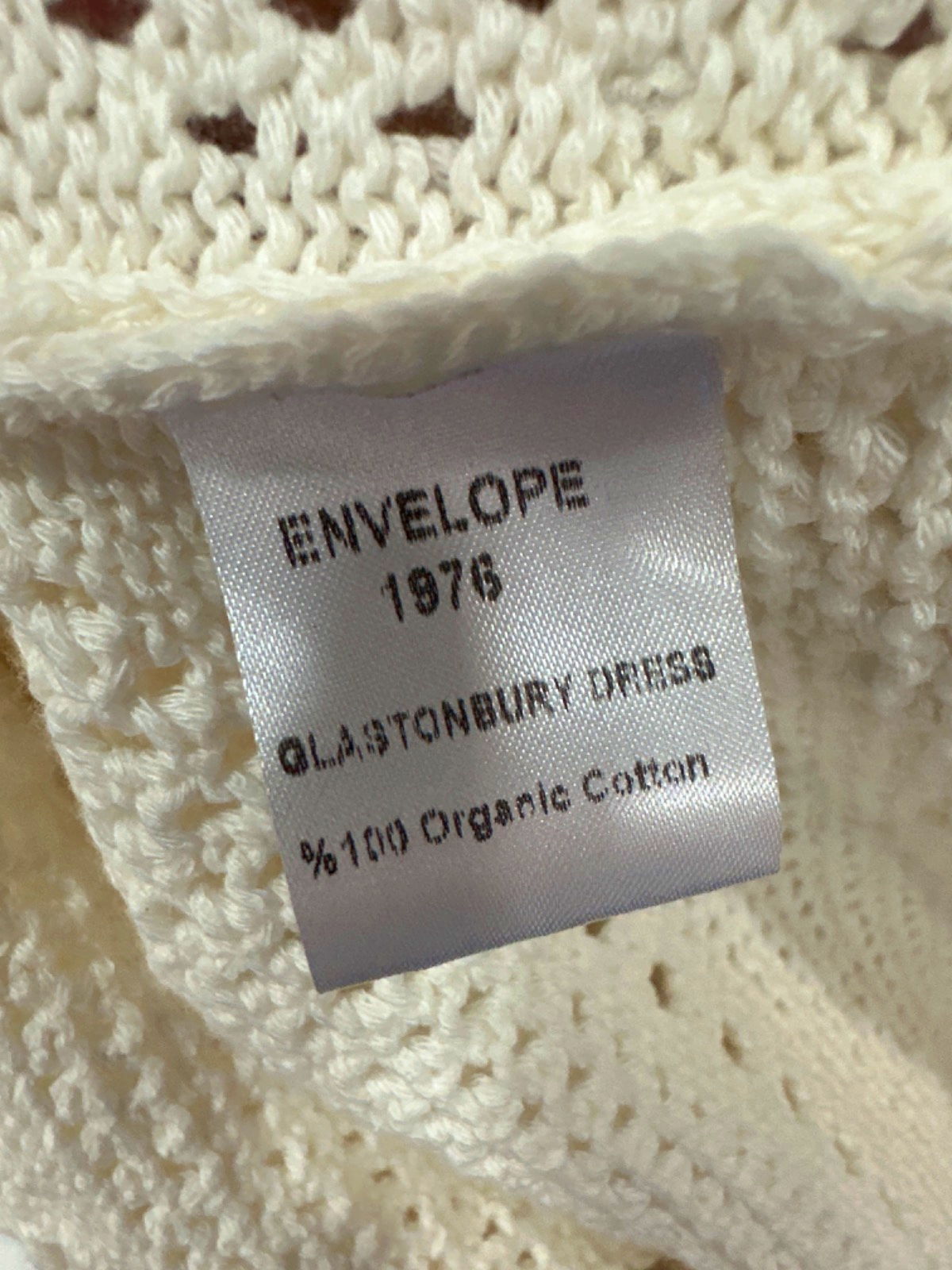 Envelope 1976 Ivory Organic cotton Glastonbury Dress UK 36