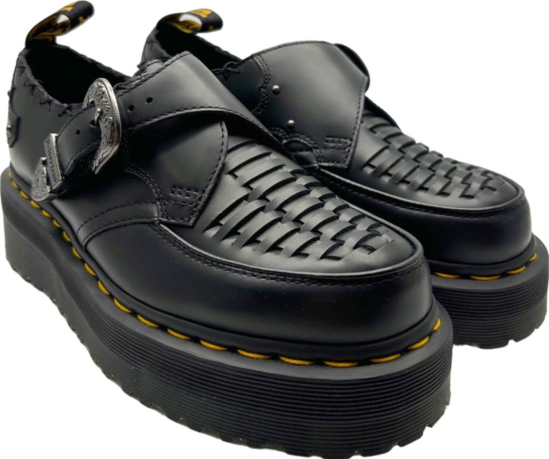 Dr Martens Black Voss II Quad Leather Platform Sandals UK 4