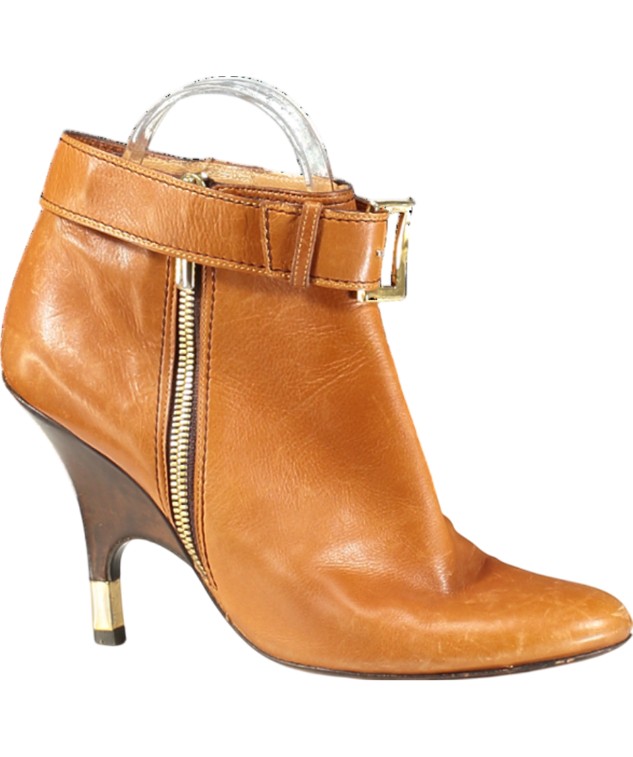 Giuseppe Zanotti Tan Vincini Leather Buckle Detail Ankle Length Boots UK 4 EU 37 👠