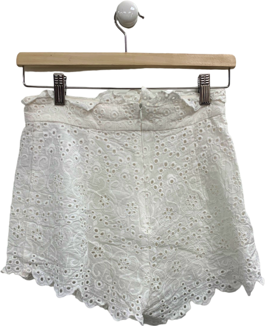 Jovonna White Lace Embroidered Shorts UK S