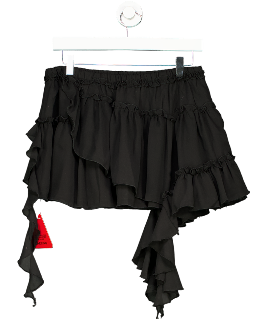 Ego Black Mid Rise Frill Distressed Detail Mini Skirt UK 10