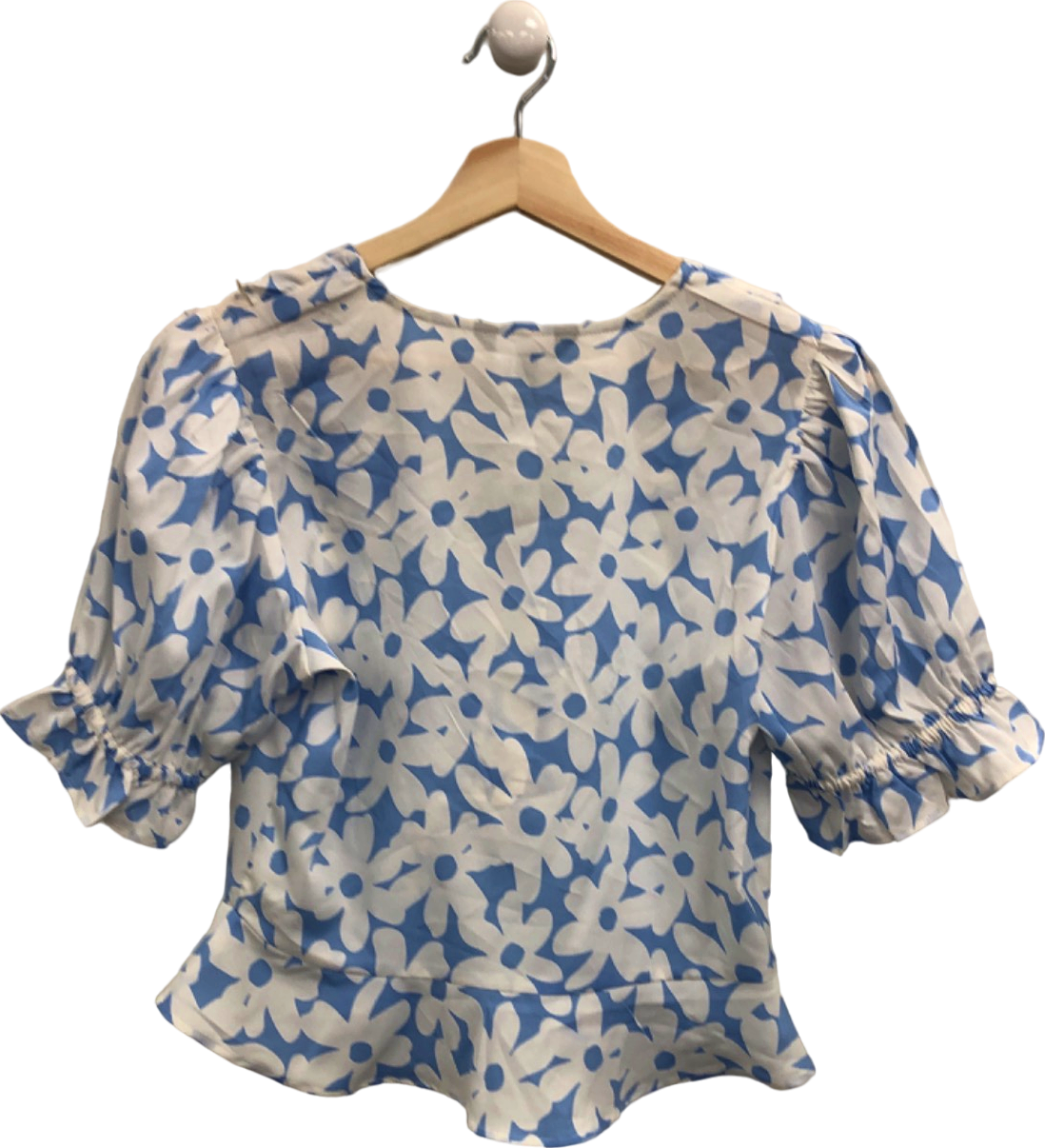 New Look Blue Floral Print Blouse UK 10