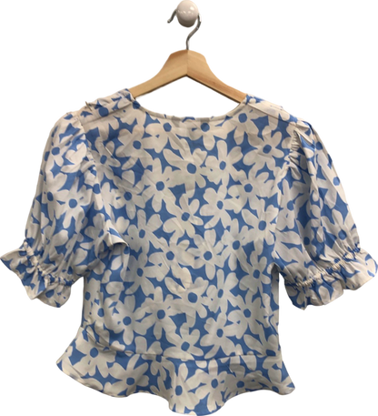 New Look Blue Floral Print Blouse UK 10