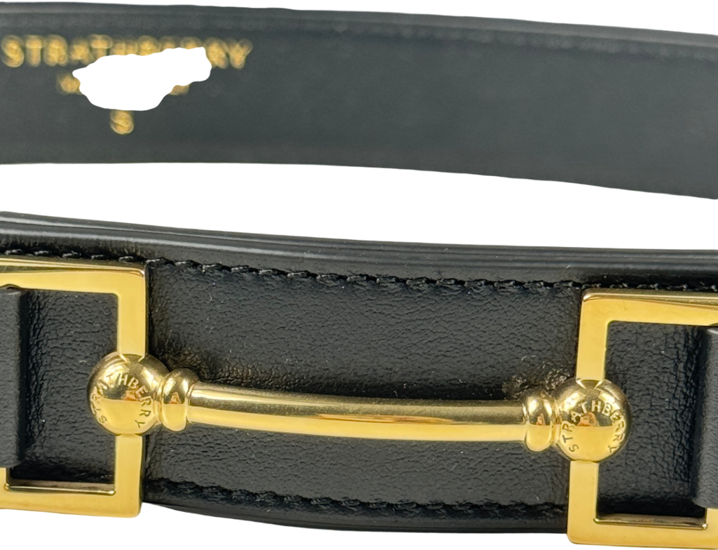 STRATHBERRY Black Leather Stockbridge Belt UK S