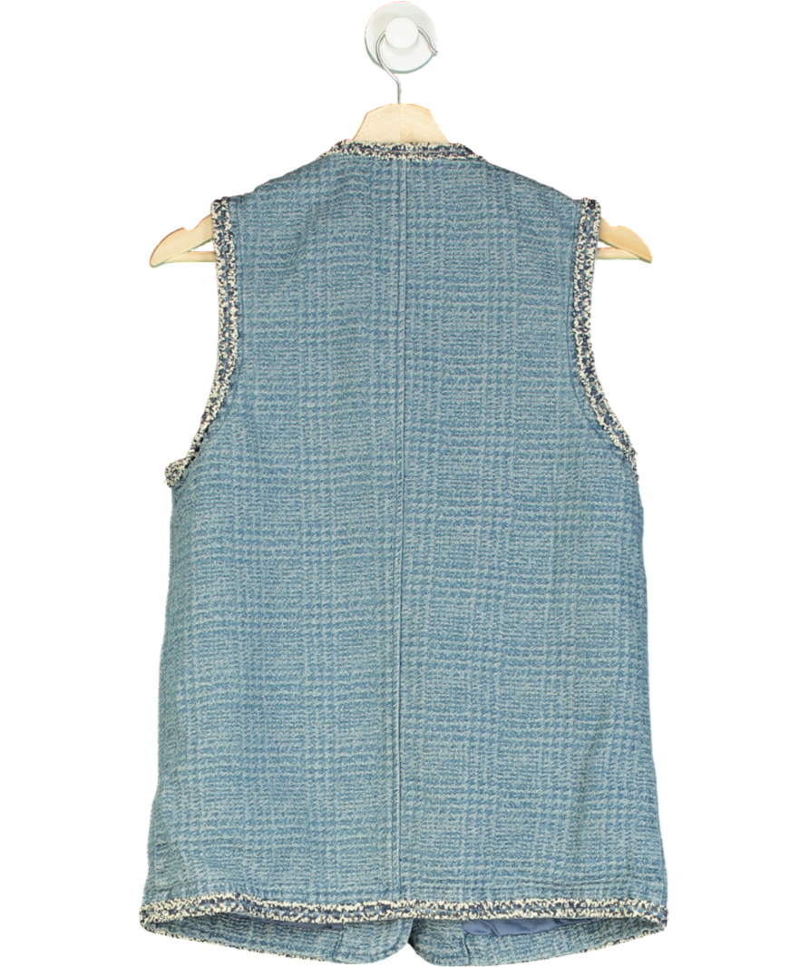 Urban Revivo Blue Denim Pearl Detail Vest UK 8