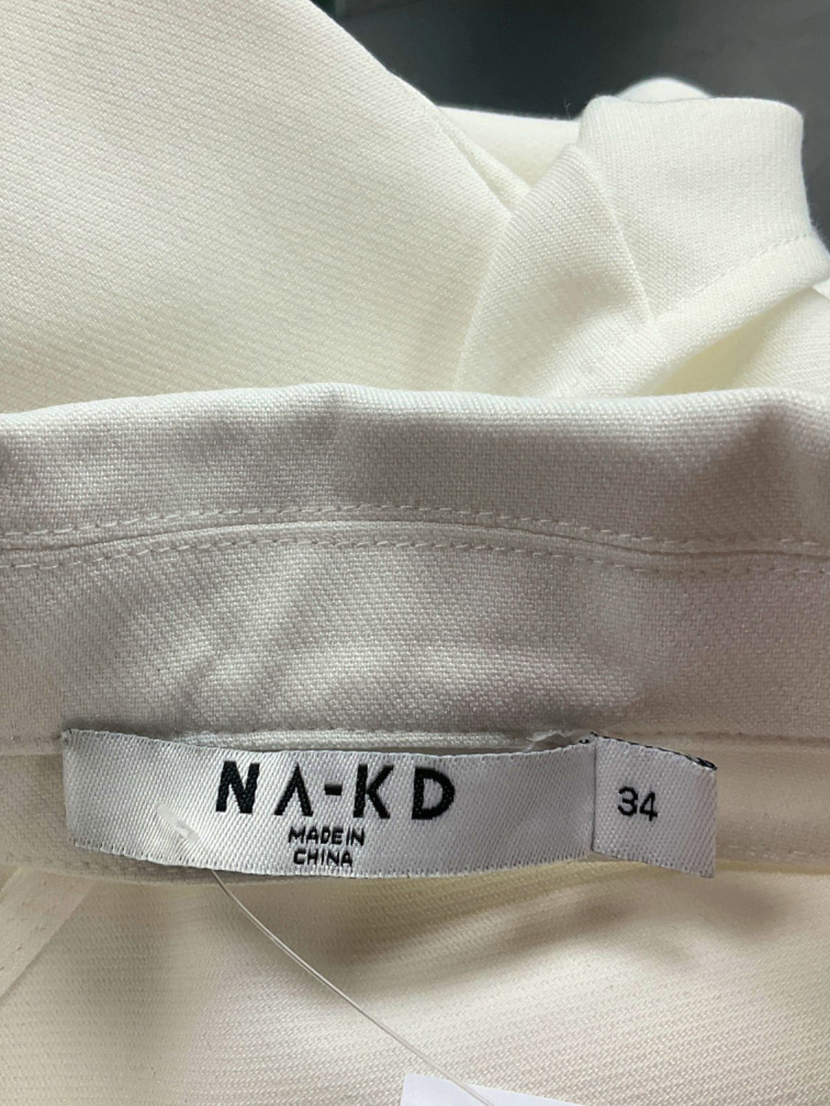 NA-KD White Button Detail A-line Mini Dress UK XS/S