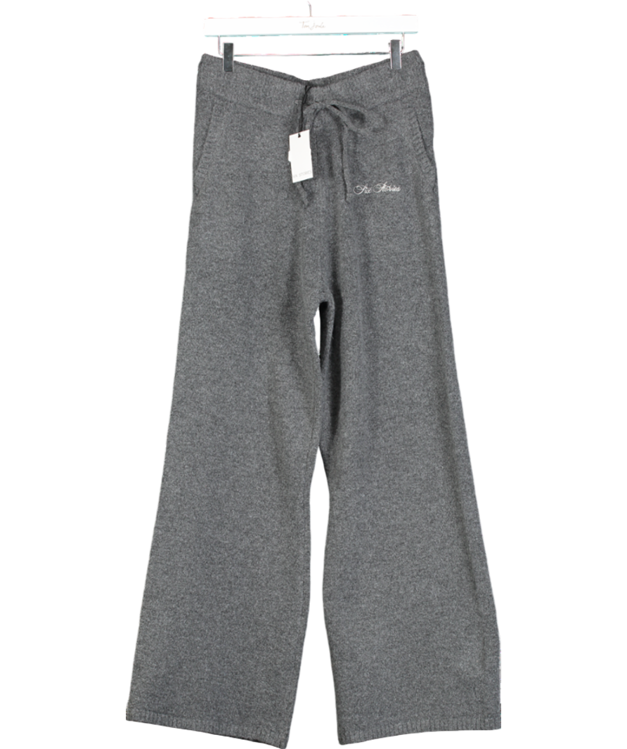 Six Stories Grey Knitted Wide Leg Trouser UK S
