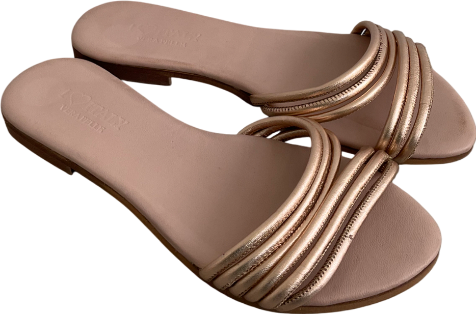 I Love Italy Metallic Strappy Leather Sandals UK 3 EU 36 👠