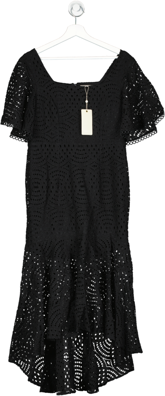 Coast Black Lace Peplum Hem Dress UK 12