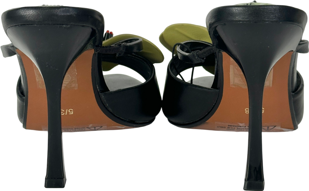 River Island Black Open Toe Orchid Heeled Sandals UK 5 EU 38 👠